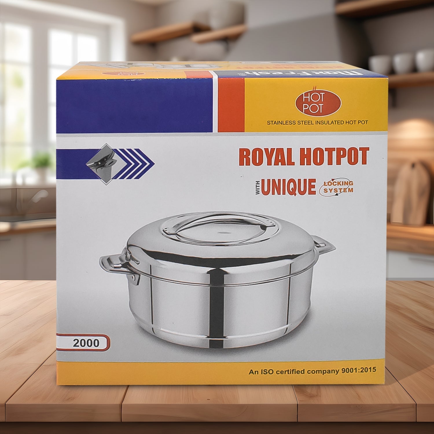 Royal Unique Hot Pot Stainless Steel Insulated Serving Casserole with Lid Handle (2000 ML) Royal Unique Hot Pot Stainless Steel Insulated Serving Casserole with Lid Handle (2000 ML)
